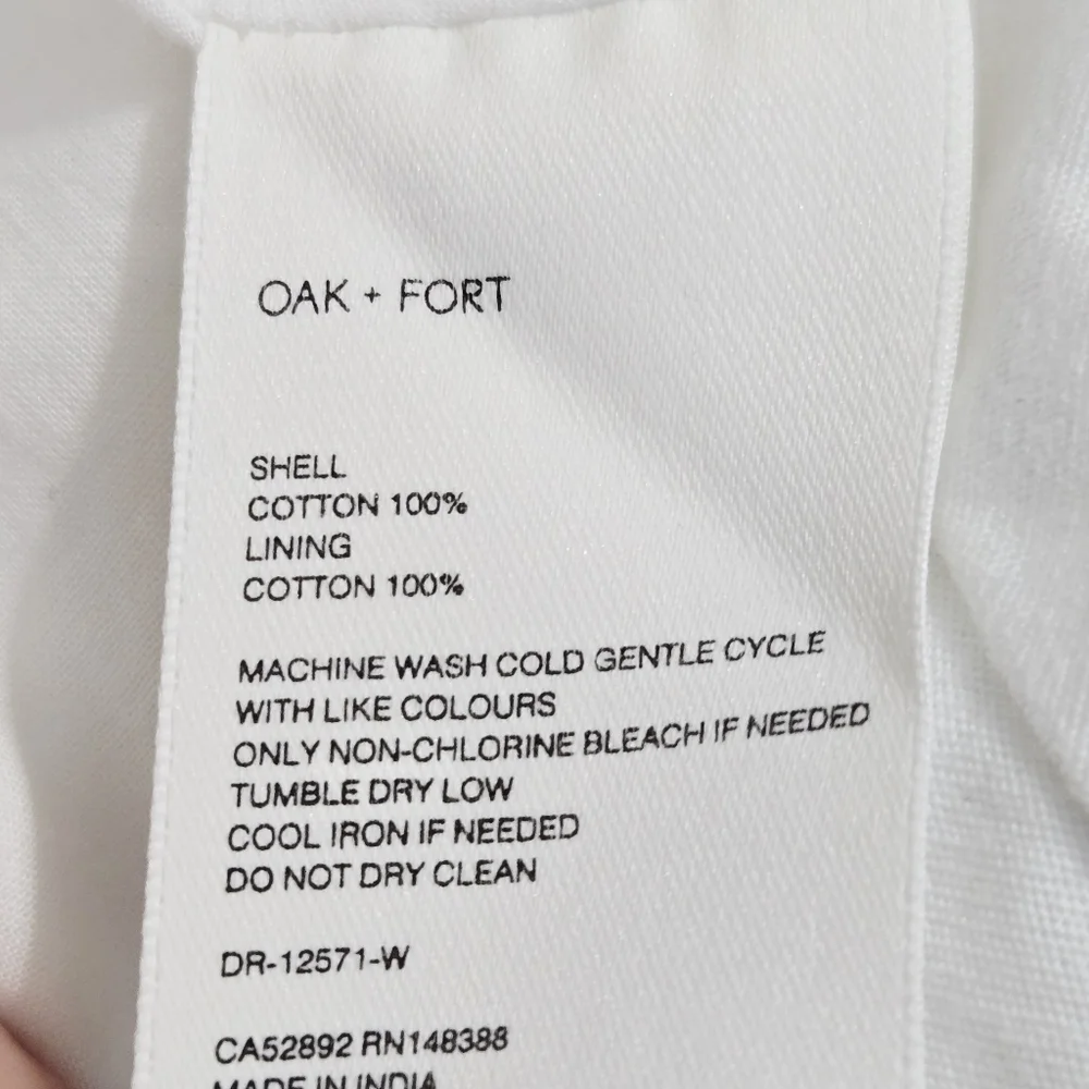 Oak + Fort White Bubble Hem Mini Dress Cotton Size M - Picture 9 of 13